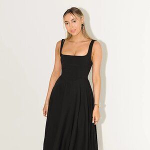 The Ultimate Muse High Waist Square Neck Midi Dress